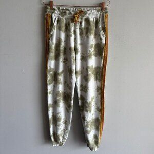 Pitusa Womens Tie dye Jogger Sweatpants White Army Green Size Large